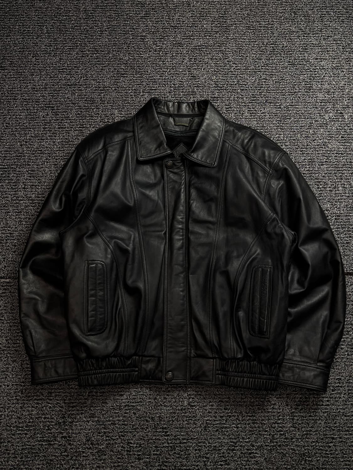 90s 빈티지 아카이브 램스킨 레더 봄버 자켓 블랫 1898 상품이미지2