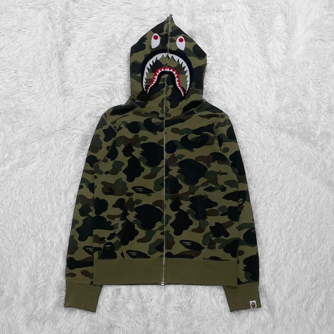 베이프 Bape 1st 녹계 카모 샤크 풀 후드집업 상품이미지2