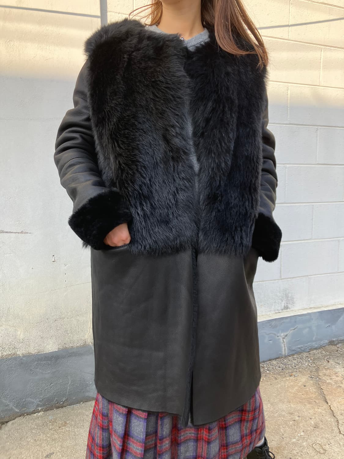 [44] 시슬리 앙가죽100% 무스탕 코트 상품이미지1