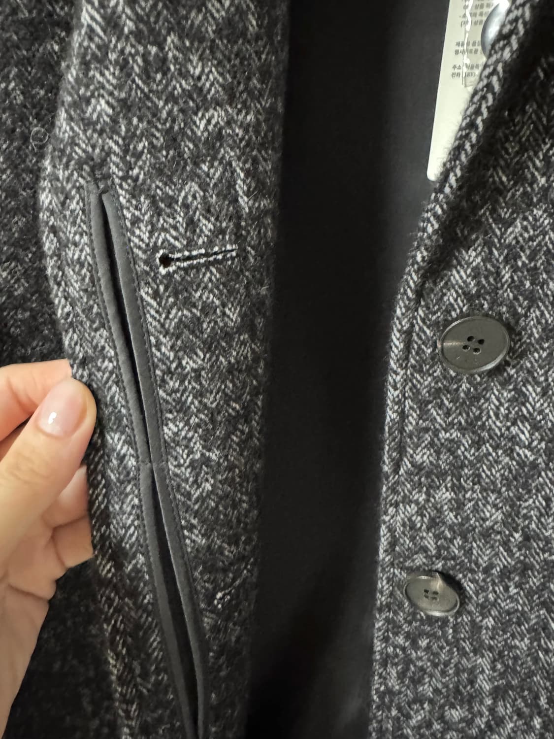 (택o) 시에 sie 셀레스트 클래식 코트 M사이즈 블랙믹스 (스탠다드) 상품이미지6