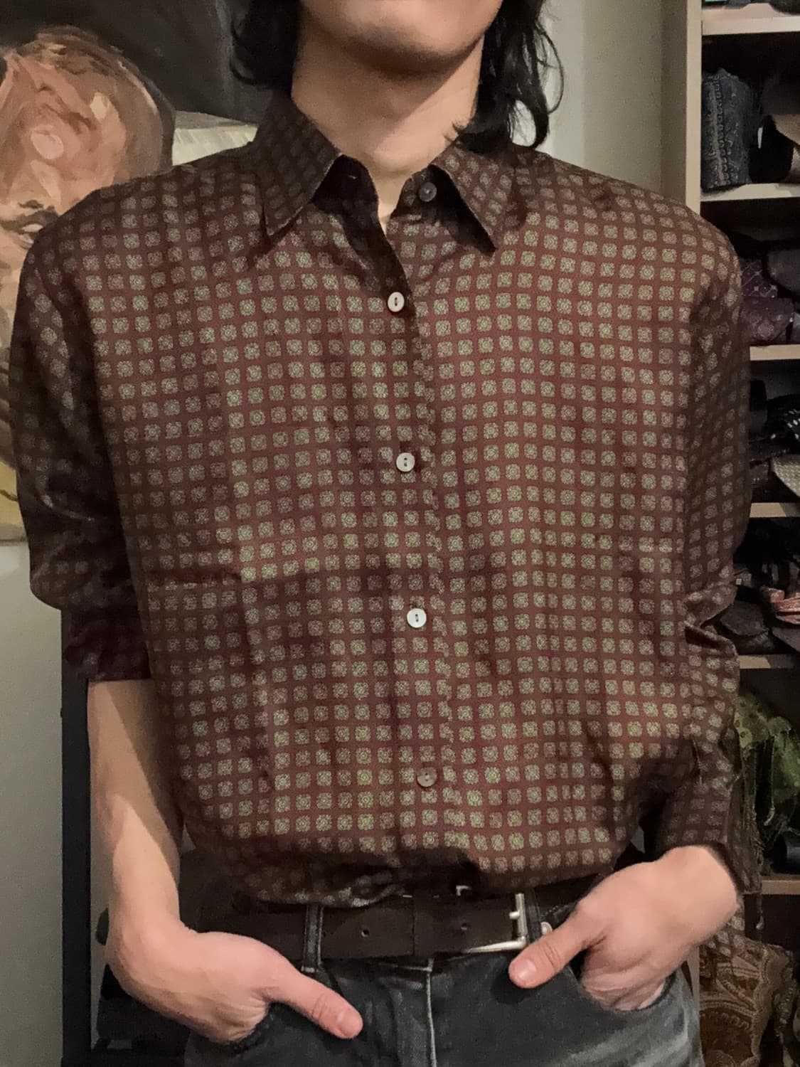 버건디 패턴 셔츠 상품이미지6