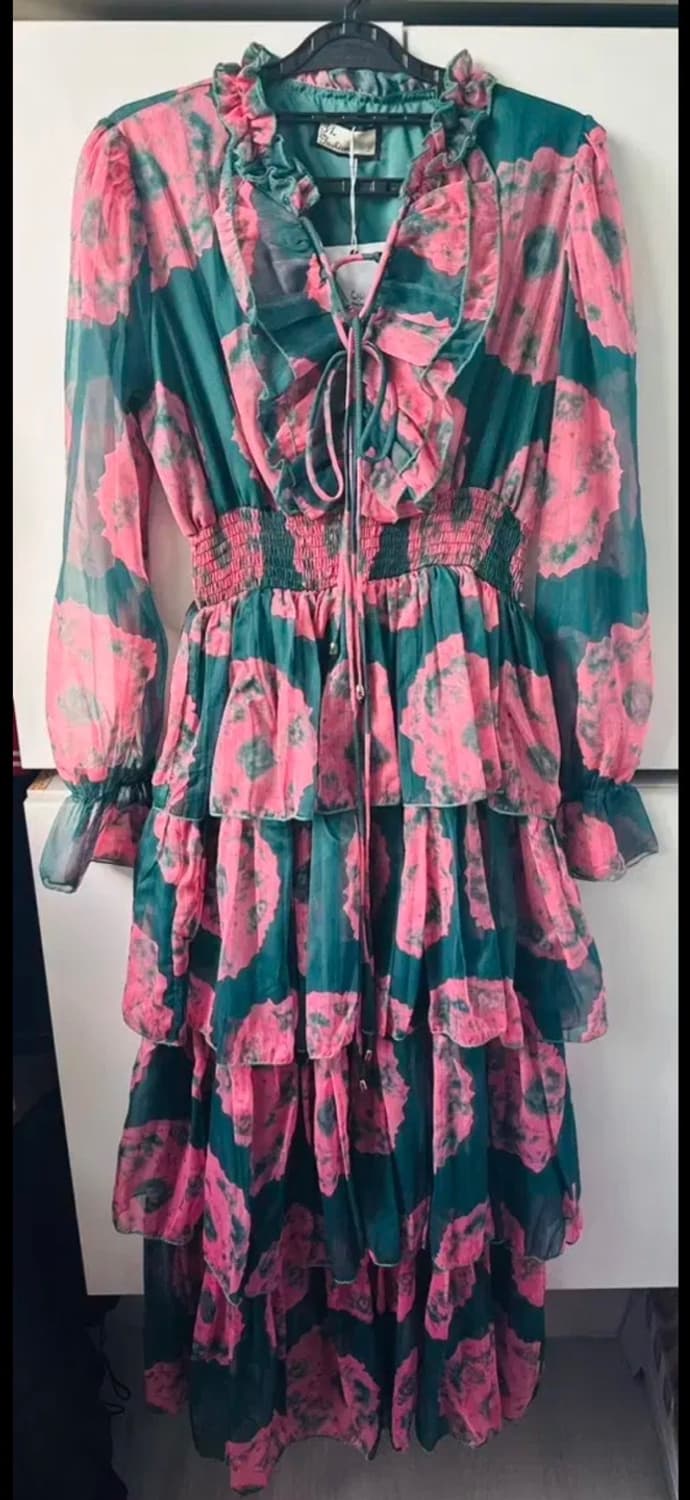 플라워 패턴 롱 원피스 쉬폰 캉캉 원피스 상품이미지1