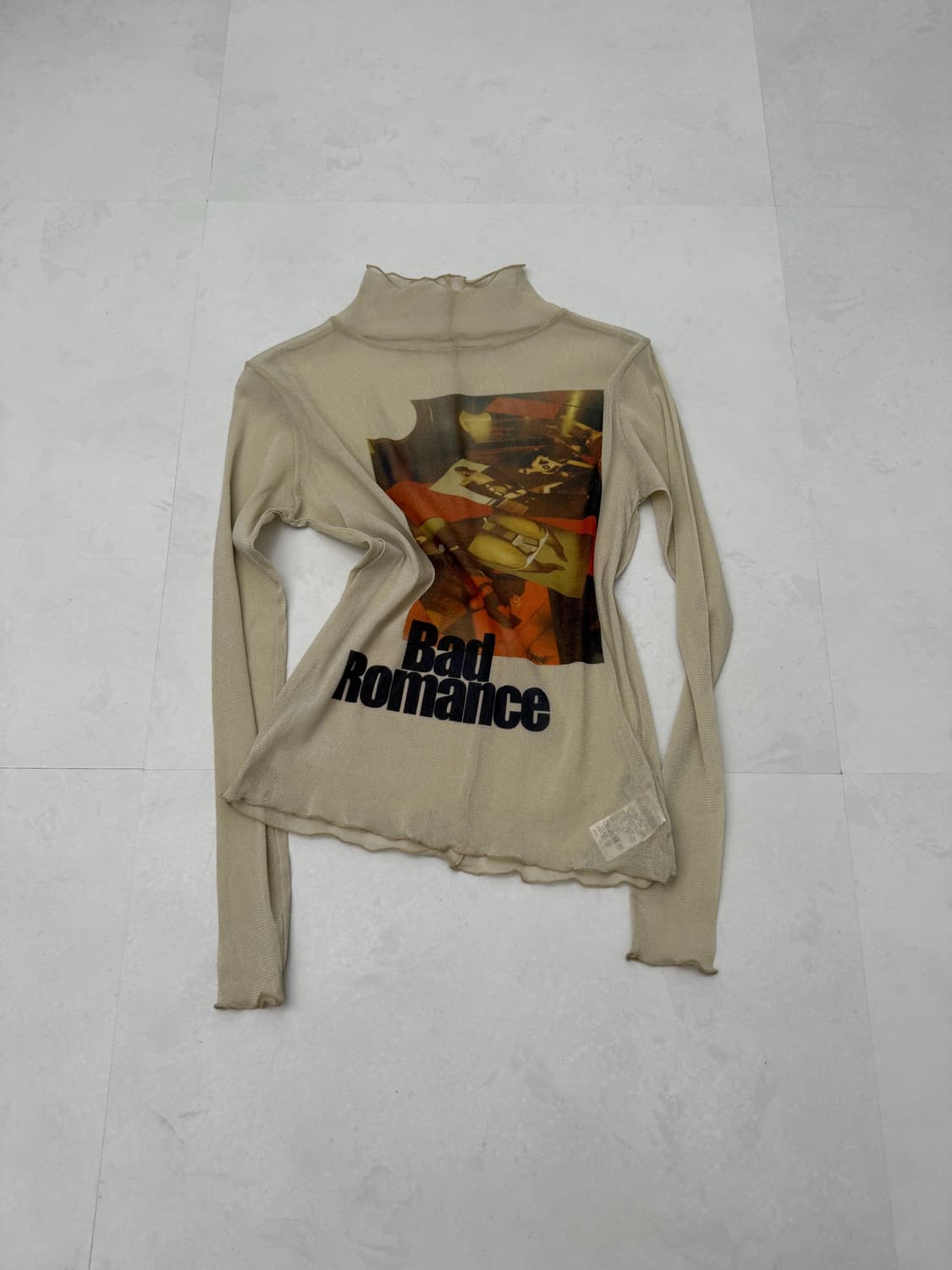 아이보리 프린팅 시스루 긴팔티  상품이미지4