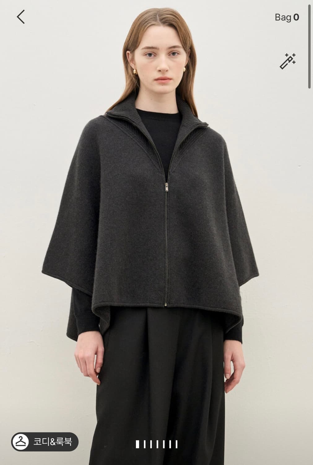더캐시미어 인기 케이프 니트 차콜그레이 상품이미지7