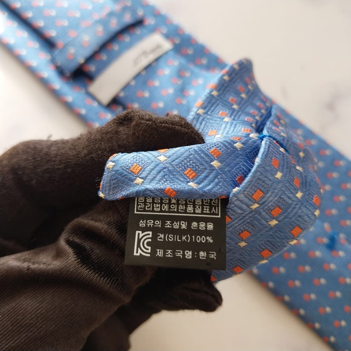 에스 티 듀퐁 실크 블루 기하 패턴 넥타이 8.1cm A+등급 K1887 상품이미지10