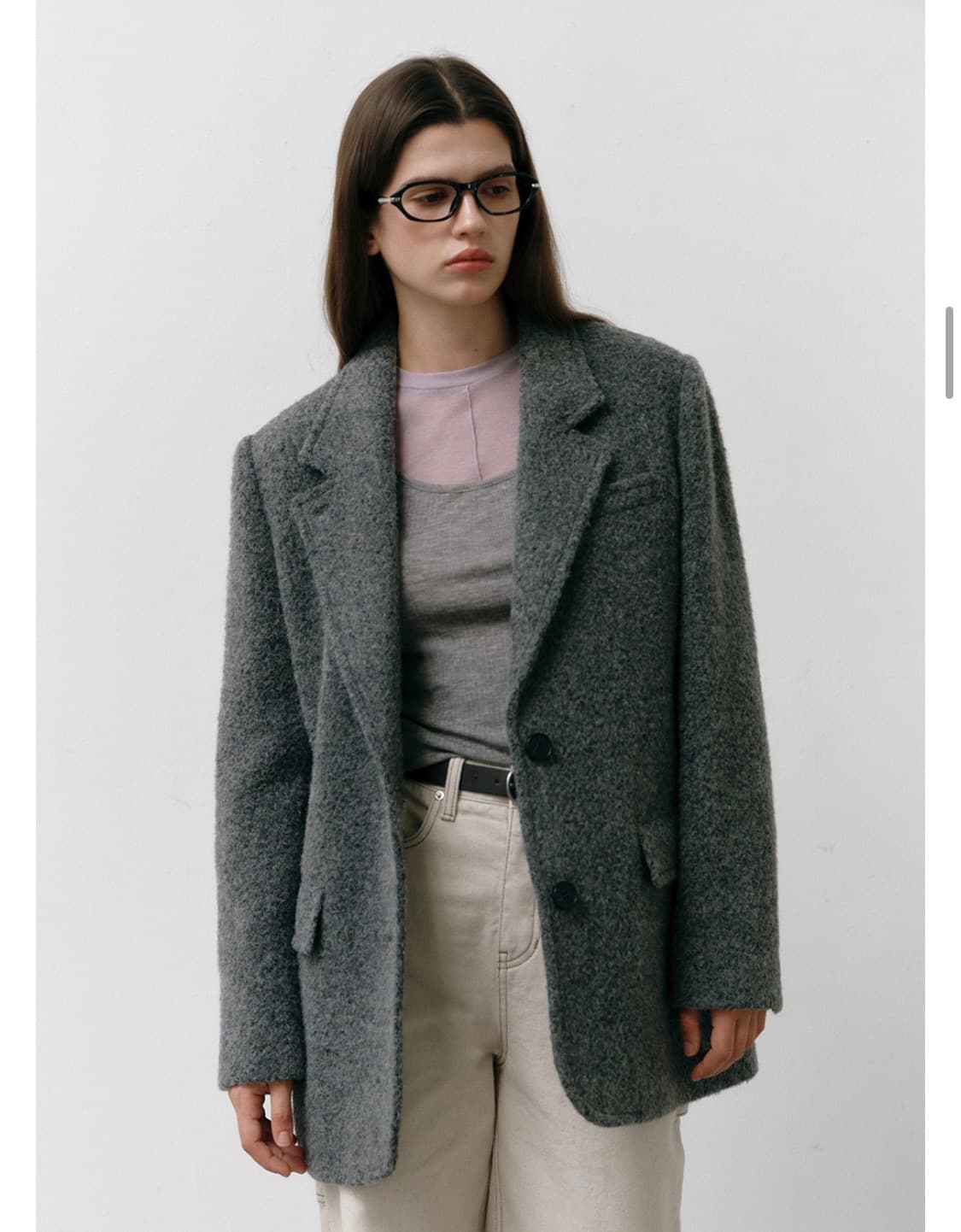 오스트카카 알파카 블레이저 코트 챠콜 상품이미지2