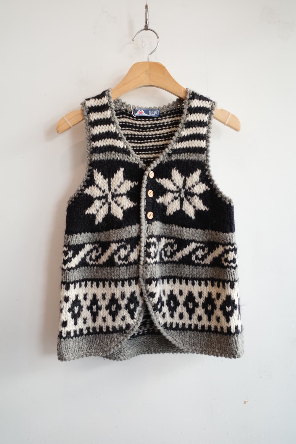 BEAMS HEART 빔즈 울 패턴 베스트  상품이미지1