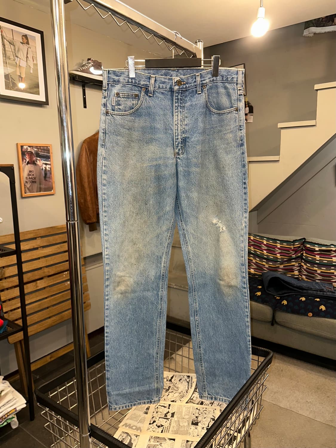 00’s Carhartt cracked washed denim pants 상품이미지4