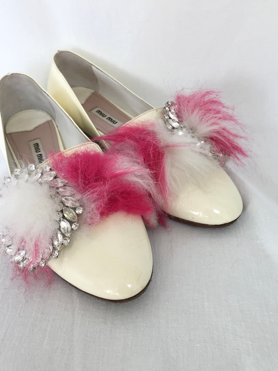 Miu Miu Padent Leather Furry Ballet Shoe 상품이미지5