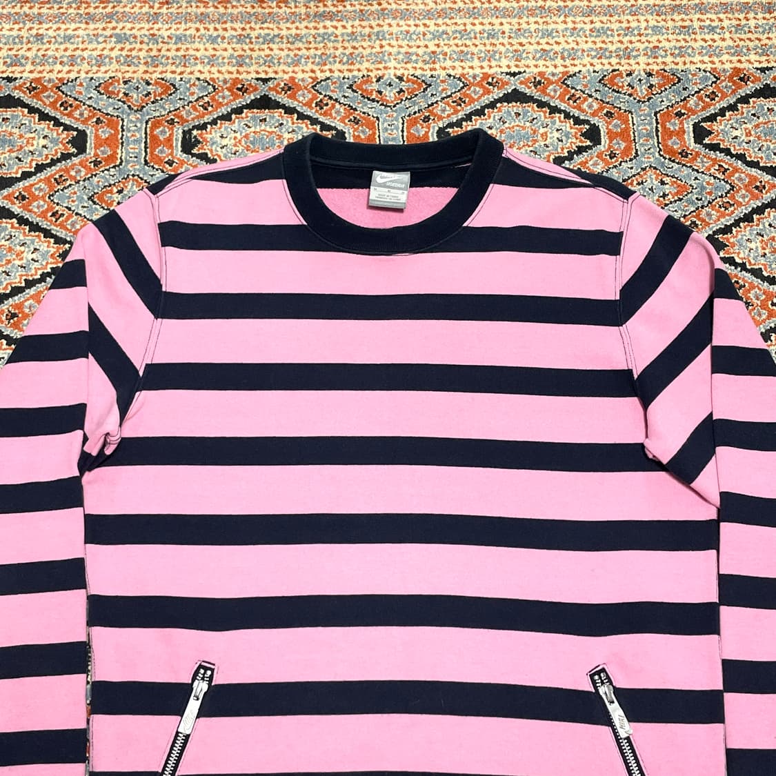  나이키 핑크 네이비 단가라 지퍼 맨투맨 남성M 상품이미지2