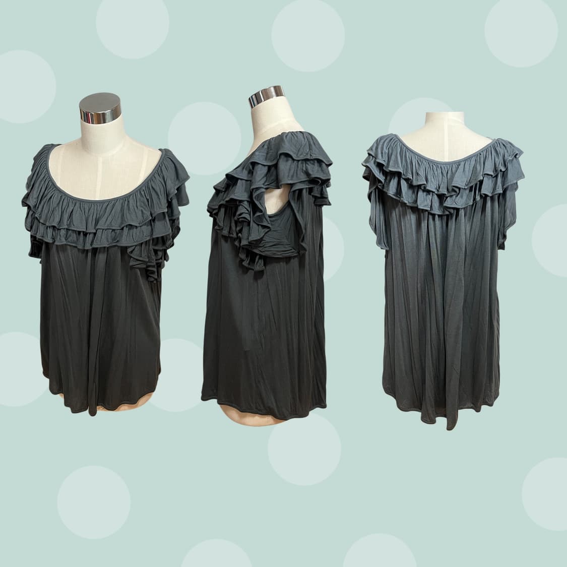 유니클로x더블스탠다드 져지 소재 차콜 블라우스 상품이미지4