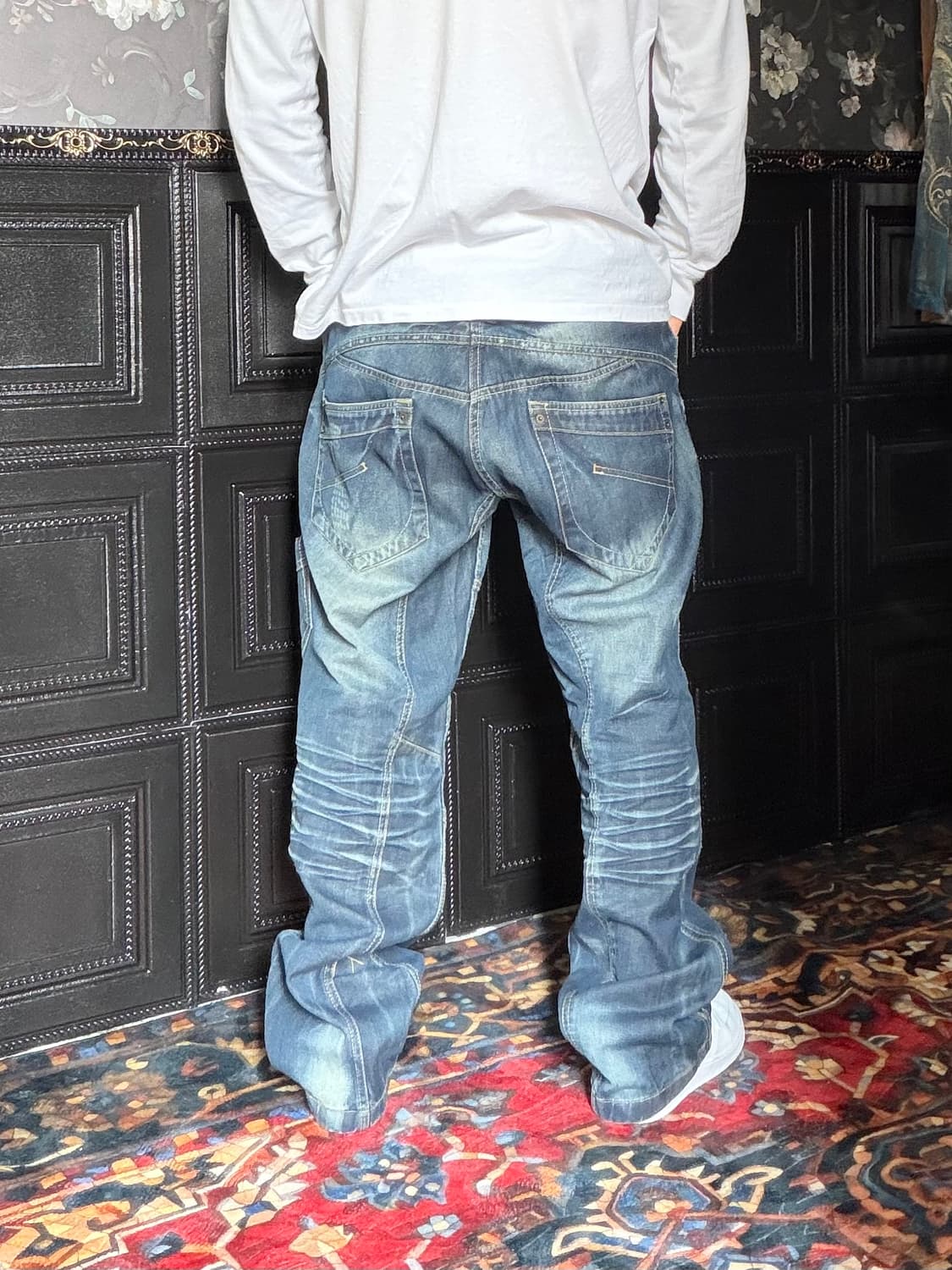 a243) 38 빈티지 워싱 데님팬츠 상품이미지3