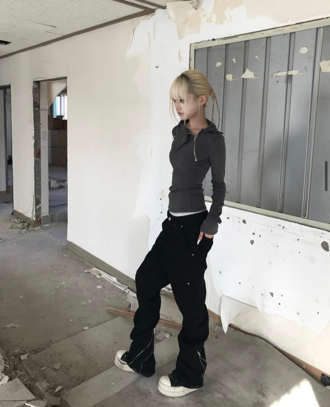 Kyoiii 쿄이 GRIND ZIP 카고 로우라이즈 팬츠 L 상품이미지1