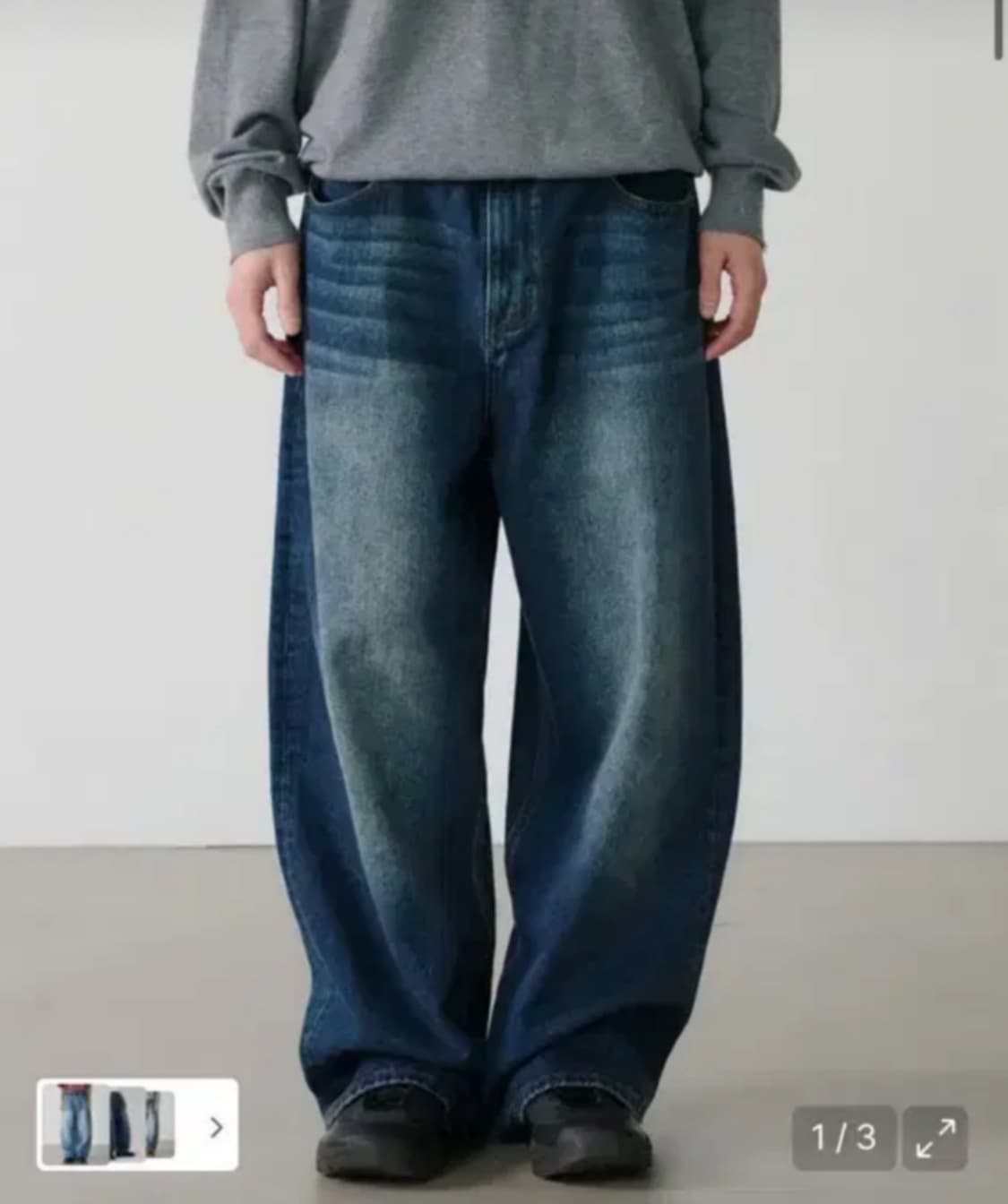 노운 와이드 데님 팬츠 블루 상품이미지1