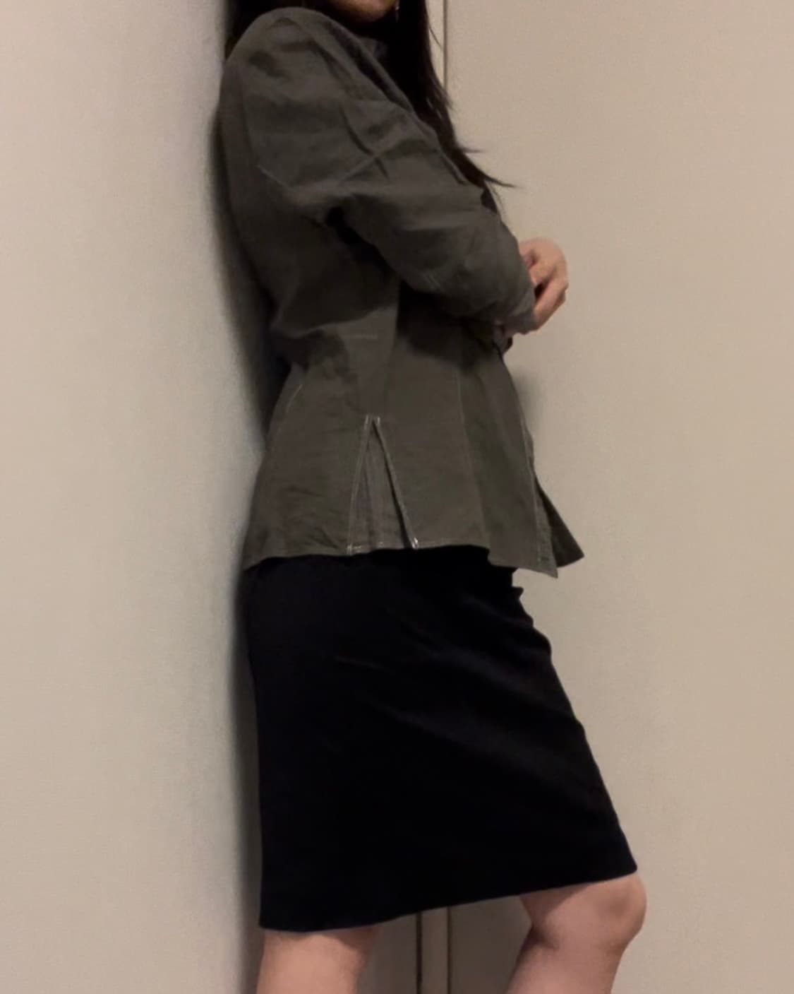 slit point black midi skirt 상품이미지4