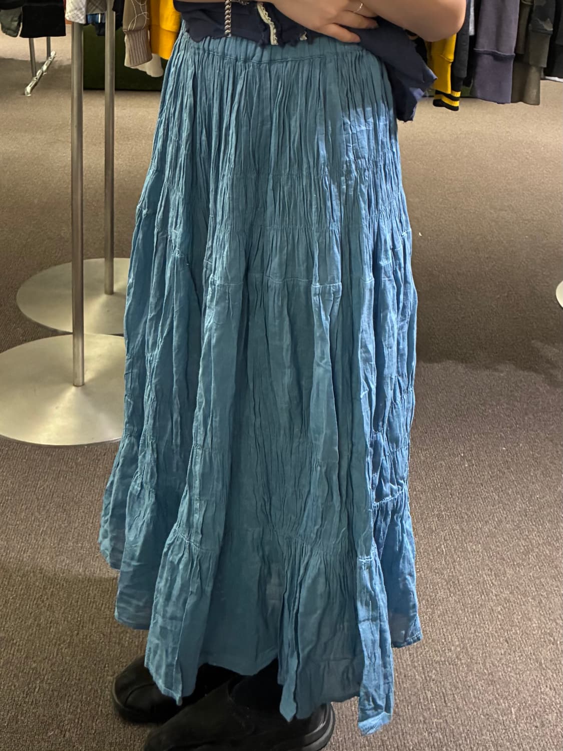 L)Japanese vintage 여성 크링클 롱스커트 상품이미지2