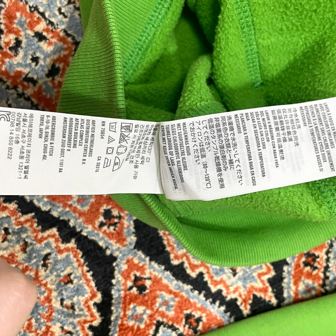 아베크롬비 스펠로고 연두 기모 후드집업 여성XS 상품이미지6