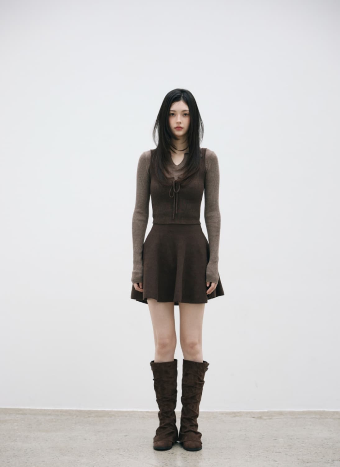 라벨르블랑 레이어드 니트 세트 브라운 낫유어로즈 쓰리타임즈 페인오어플레져 상품이미지1