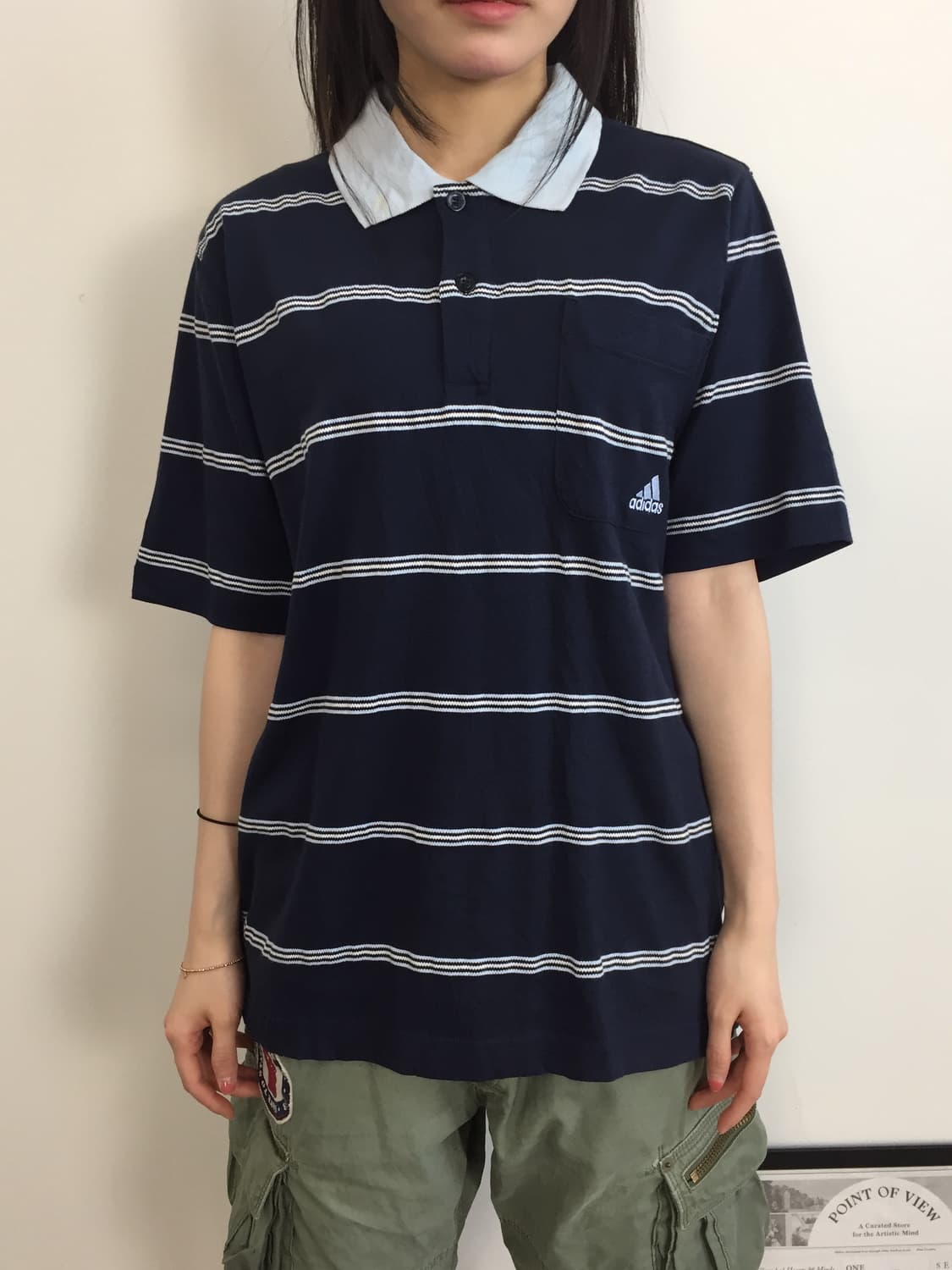 Adidas Navy Stripe Polo Shirt Classic 상품이미지2