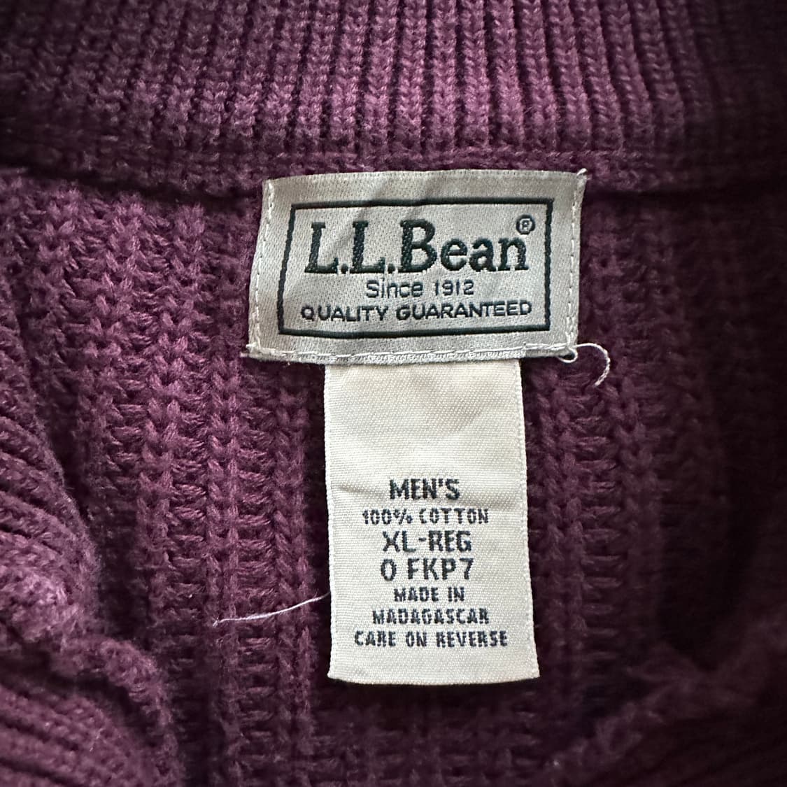 90s 엘엘빈 헨리넥 코튼 니트 XL 상품이미지6