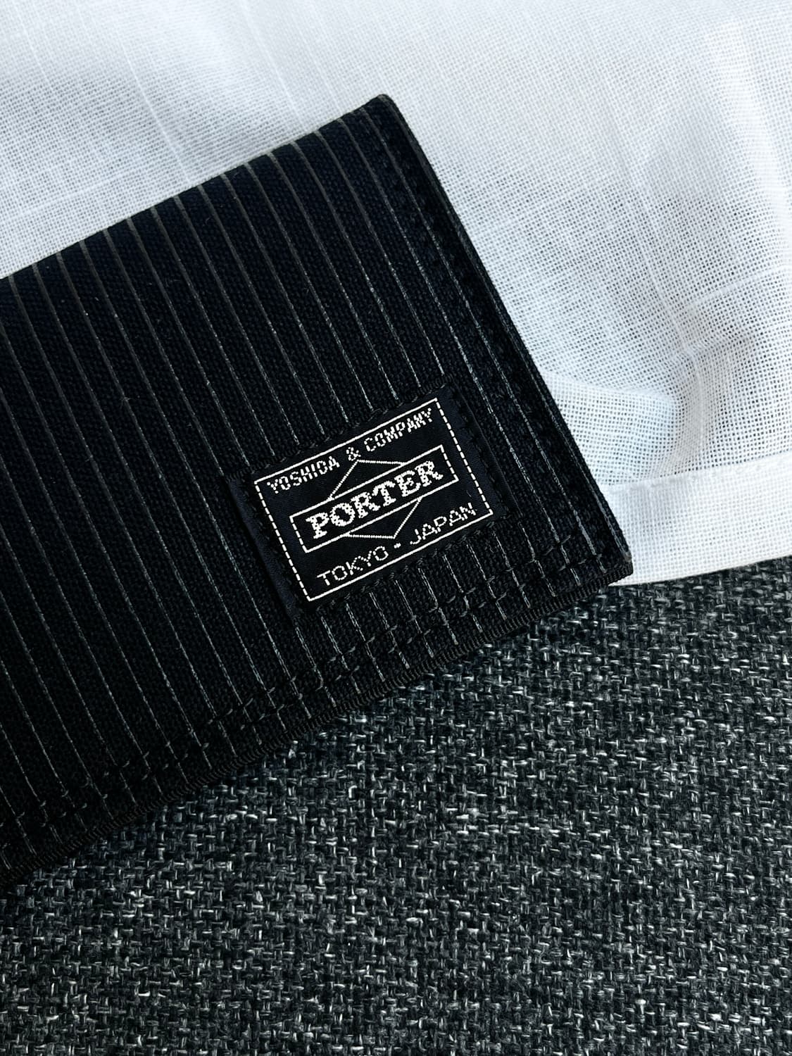 Porter 포터 스트라이프 지갑 블랙 상품이미지1