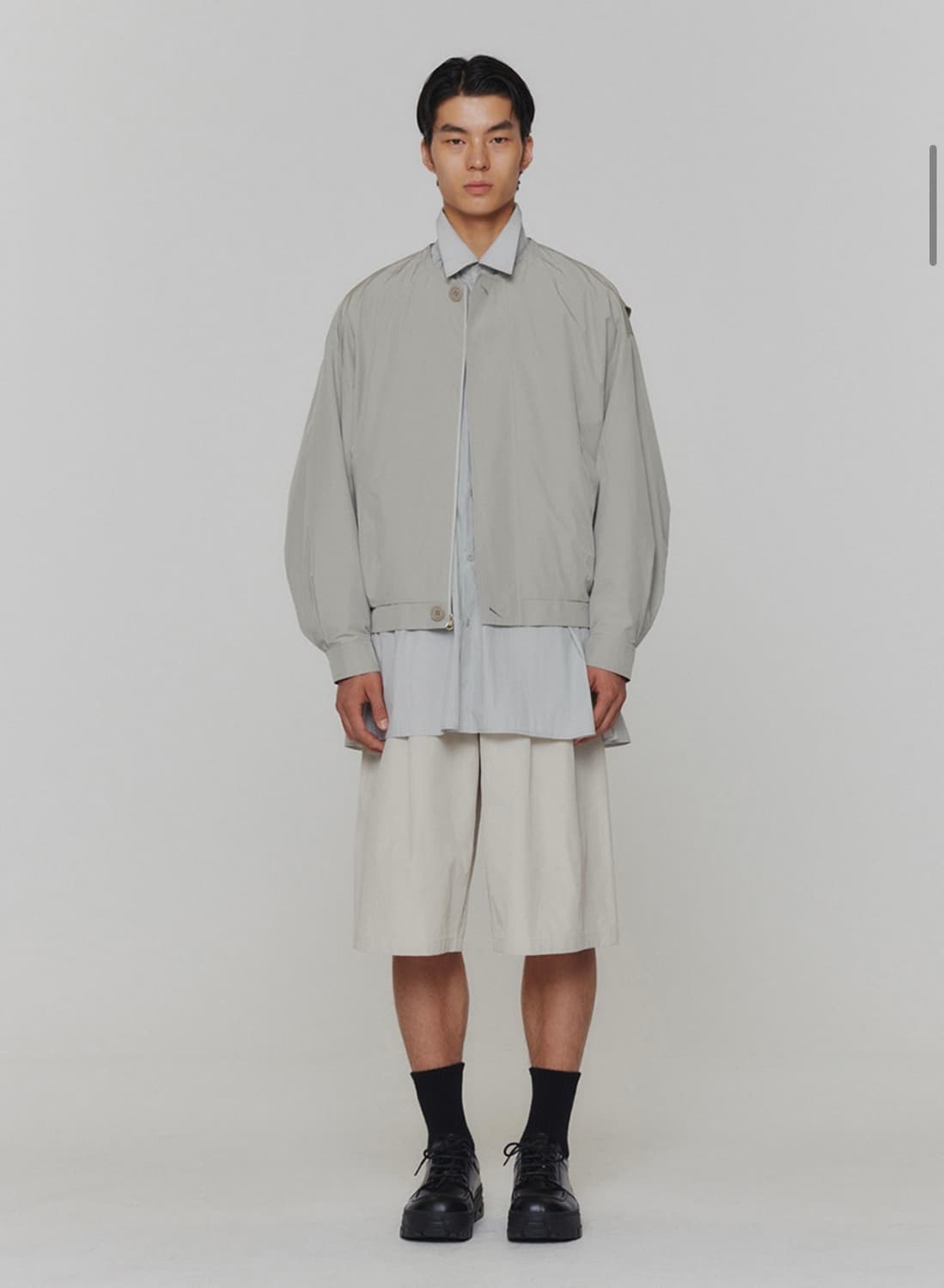 아모멘토 코튼 나일론 볼륨 점퍼 그레이베이지 M 상품이미지3