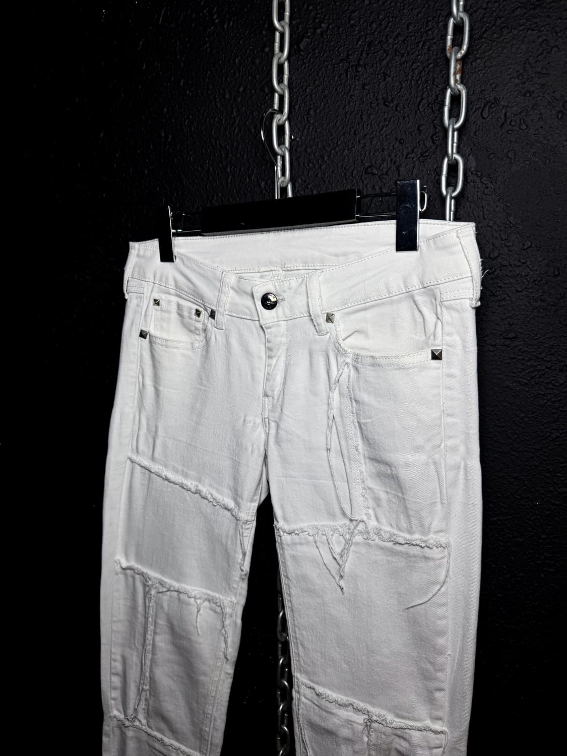 MNG Jeans – White Patchwork Skinny jeans 상품이미지3