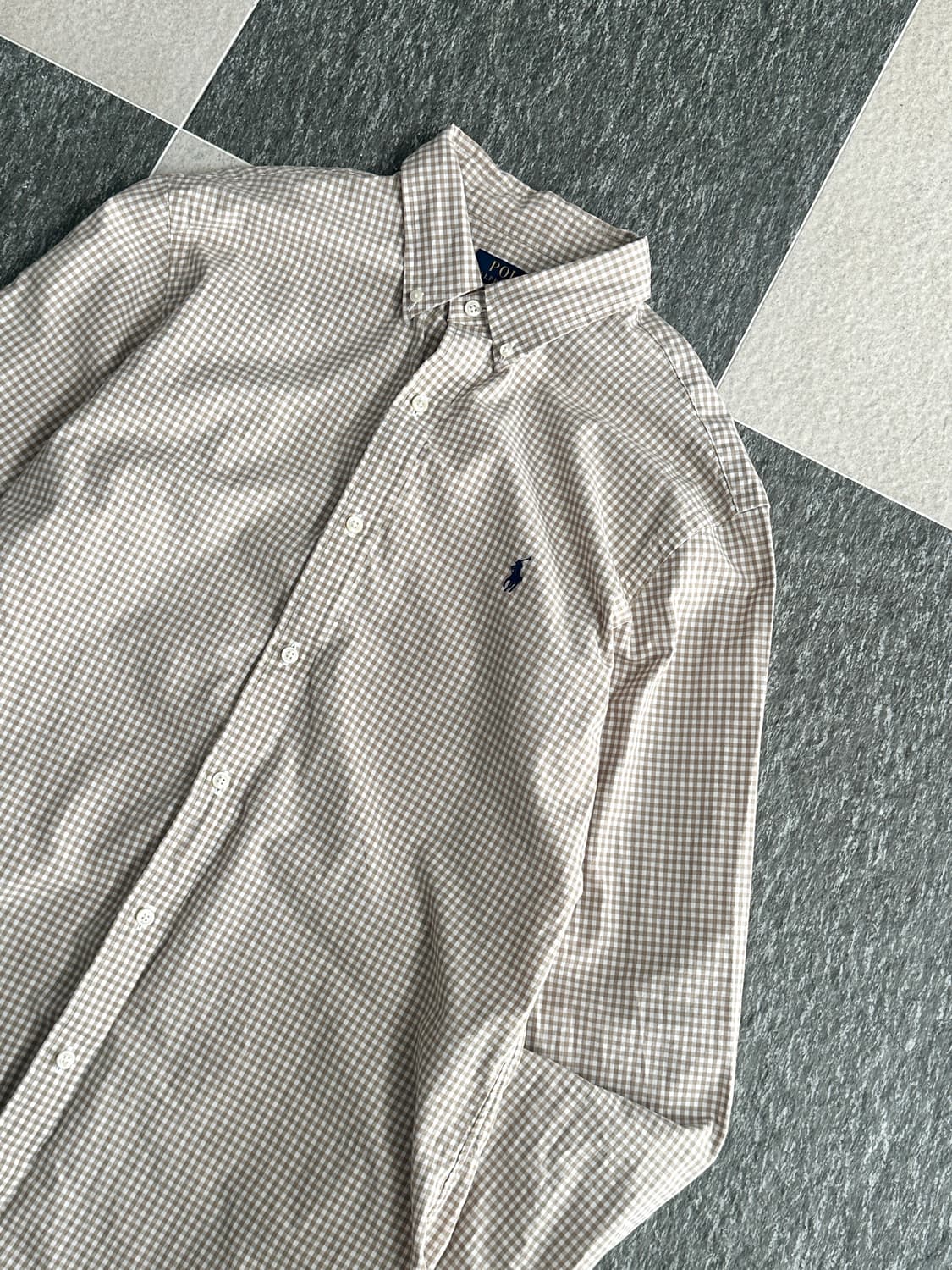 폴로 랄프로렌 베이지 깅엄체크 셔츠  상품이미지7