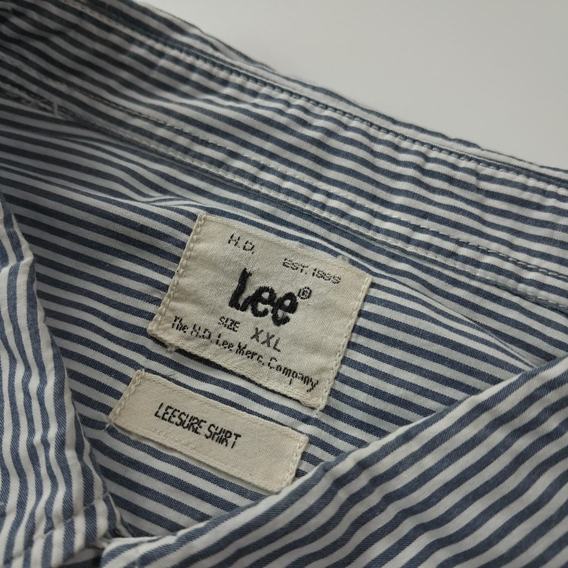 CK735 2XL 리 LEESURE 라인 블루 스트라이프 셔츠 남방 상품이미지3