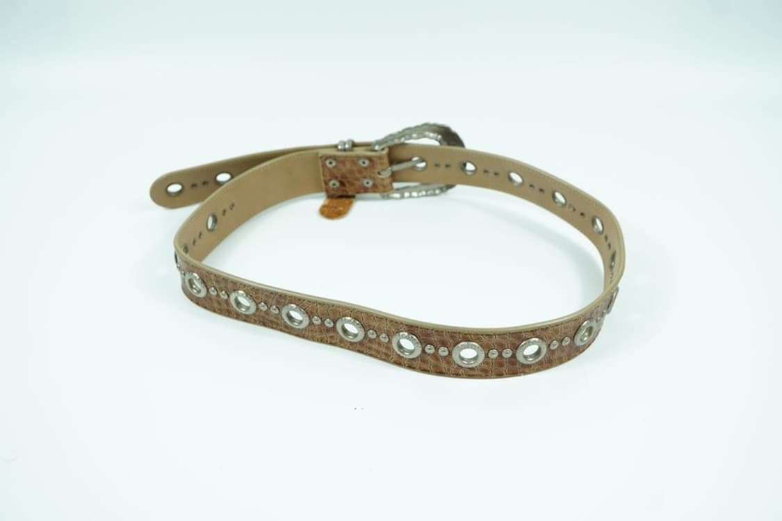 Y2K 웨스턴 무드 크로코 아일렛 통가죽 벨트 상품이미지2