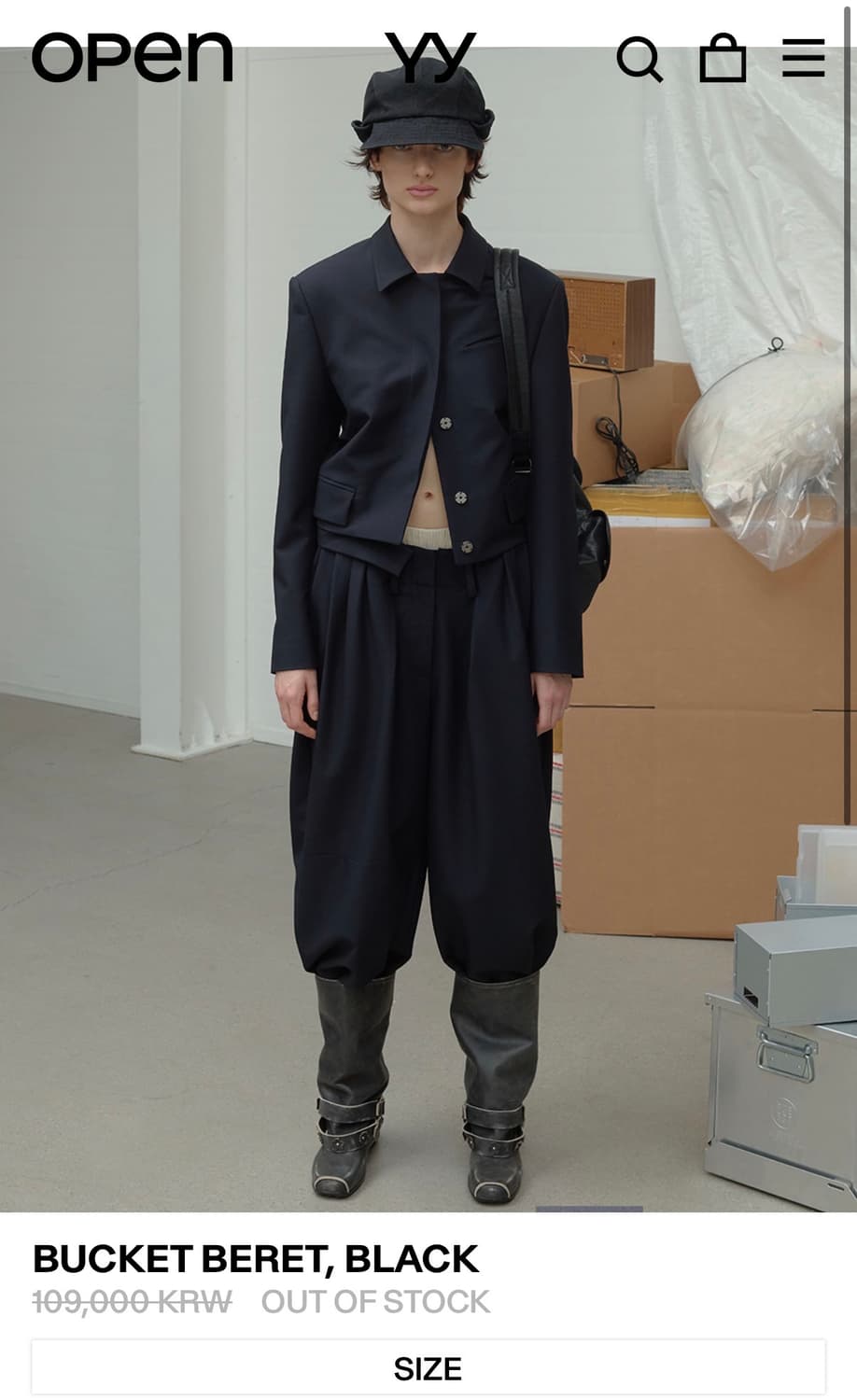 open yy bucket beret 버킷 베렛 모자 블랙 상품이미지2