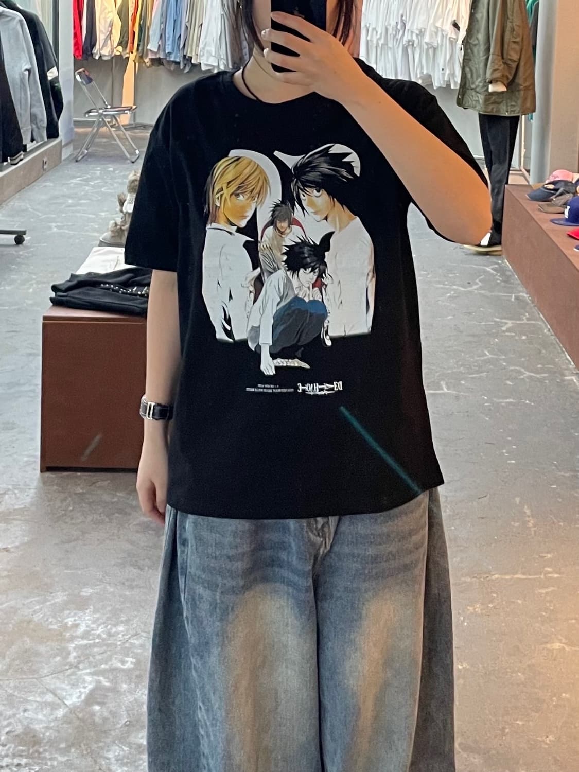 빈티지 데스노트 프린팅 반팔 H1617 상품이미지1