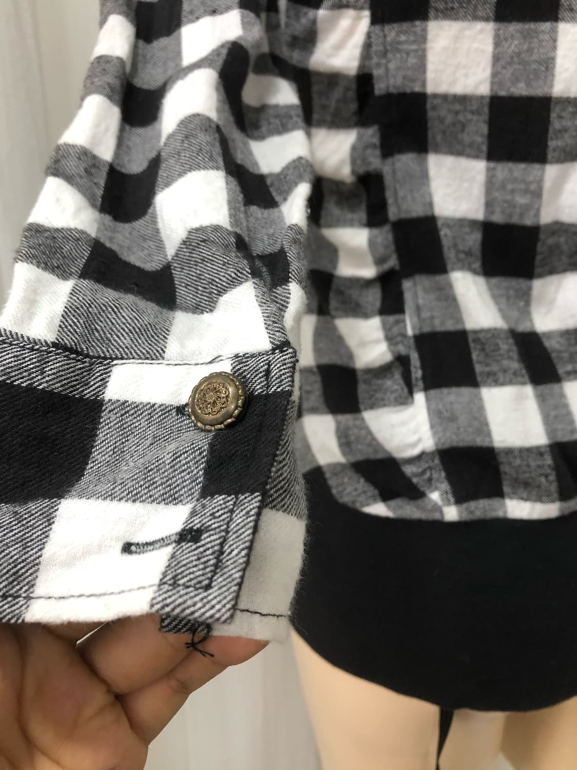 black check front shirring 2way zip up 상품이미지5
