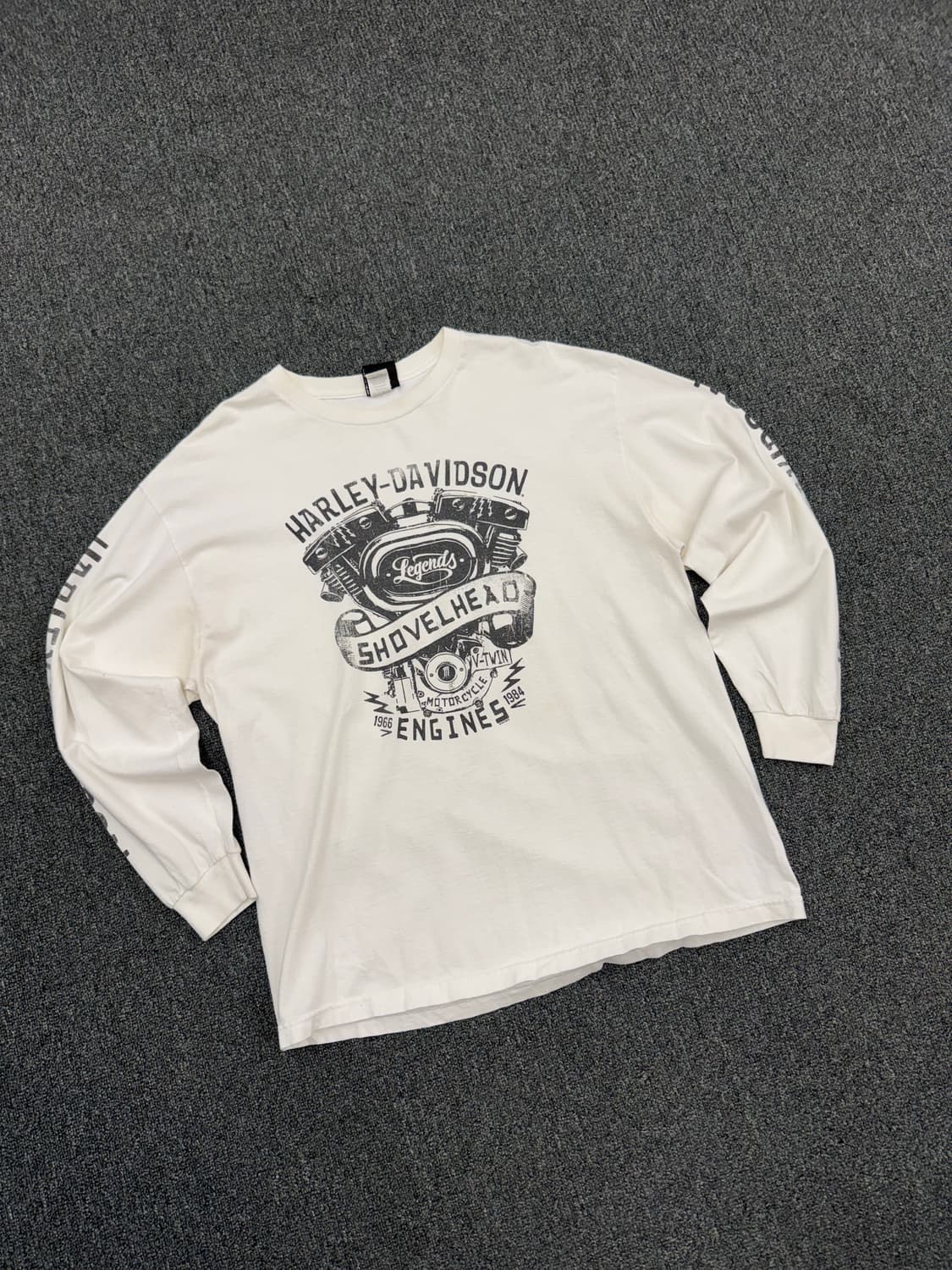 할리데이비슨 빈티지 SHOVELHEAD 엔진 프린팅 롱슬리브 상품이미지1