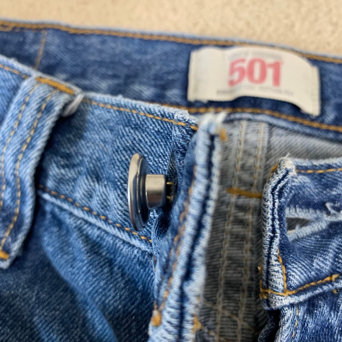 빈티지 리바이스 501 워싱 데님팬츠(34사이즈) 남자청바지 중청 상품이미지7