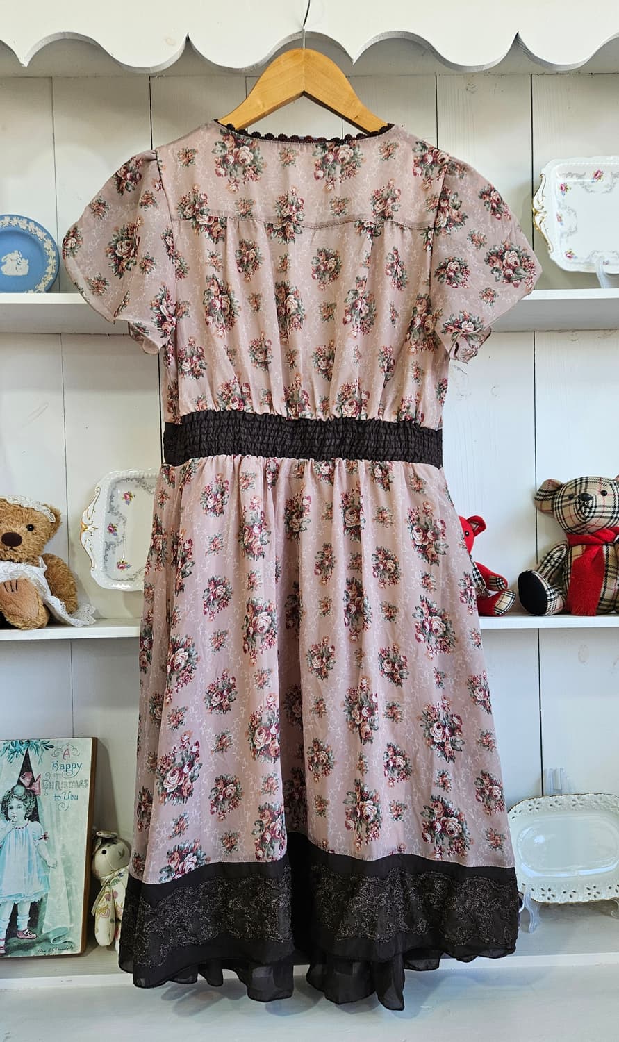 axes femme 로즈 패턴 레이스 쉬폰 원피스 상품이미지4