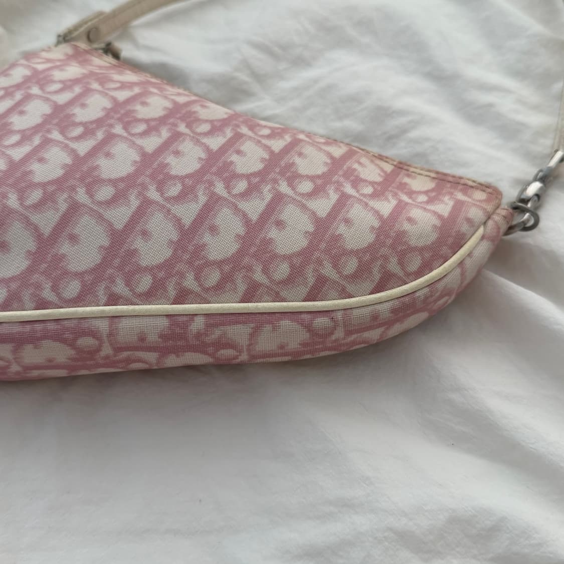 빈티지 디올 오블리크 pvc백 새들백 핑크 상품이미지3