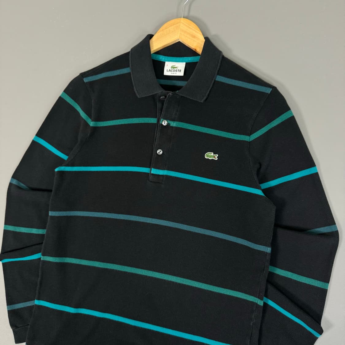 라코스테 스트라이프 긴팔 카라티 블랙 3 [070904 상품이미지4