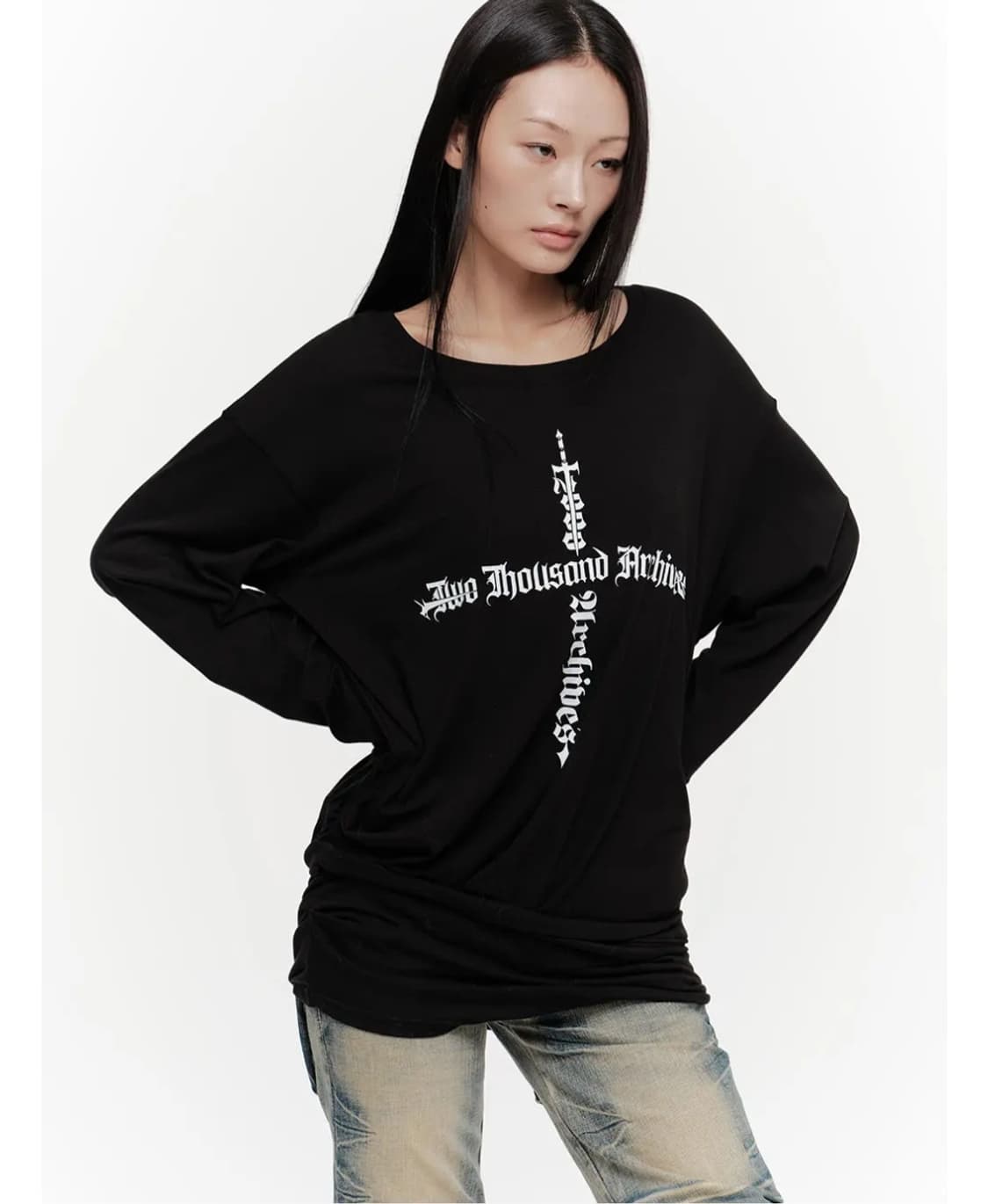2000아카이브스 dagger draped 롱슬리브 셔츠 상품이미지3