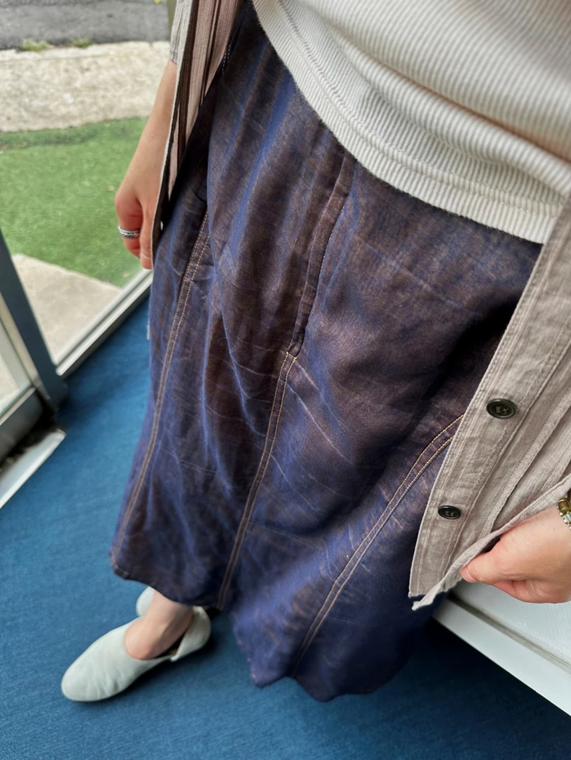 Sheer fabric layered design loose skirt 상품이미지10
