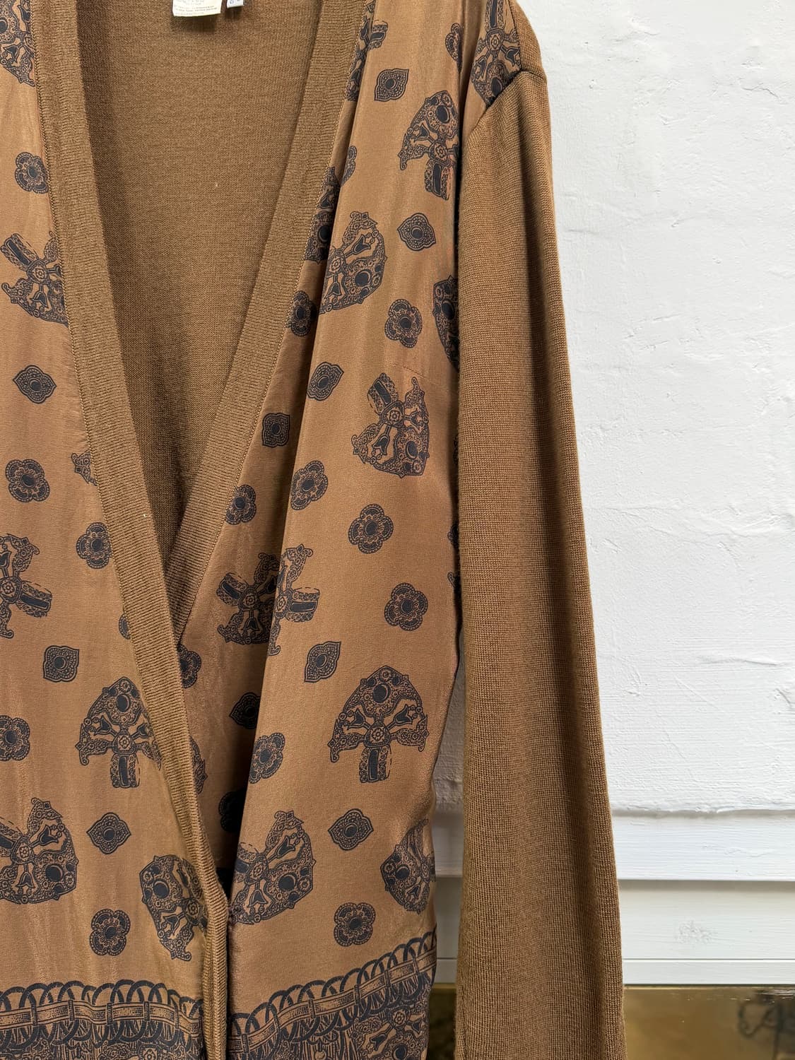 Genny Italy 제니 실크 울 블랜드 랩 가디건 IT46 상품이미지5