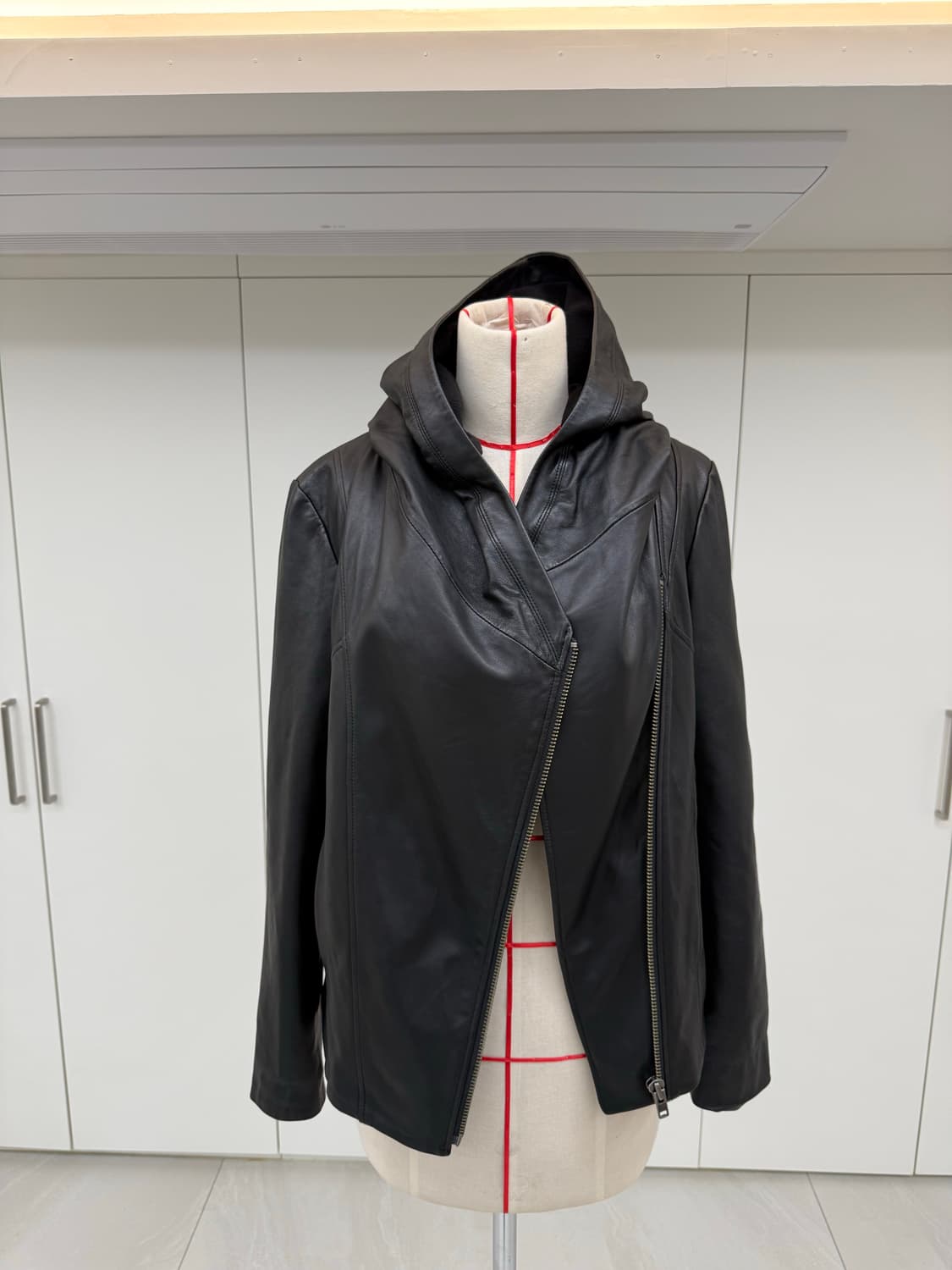 헬무트랭 블랙 양가죽 집업 후드 가죽 자켓 L 상품이미지8