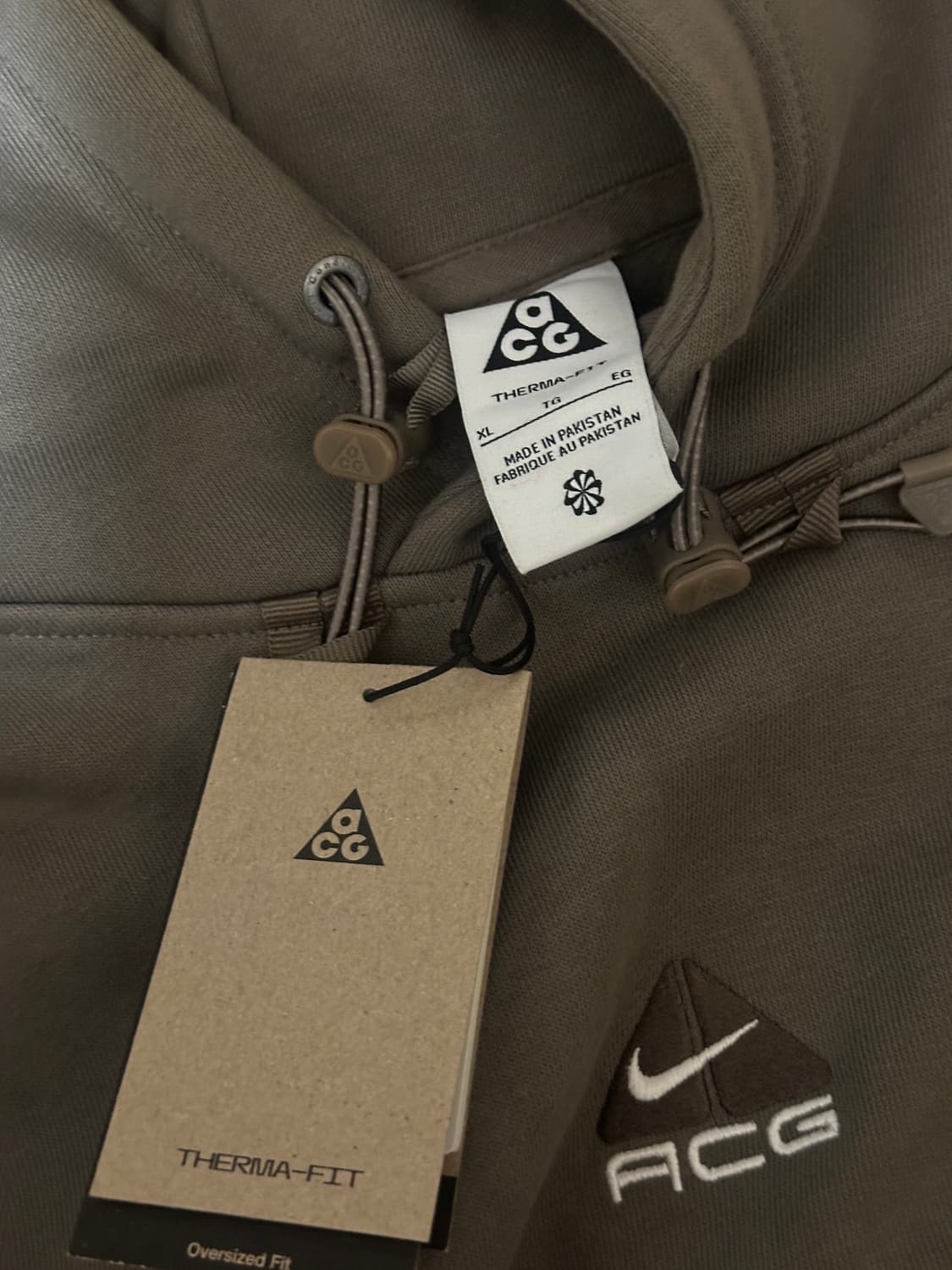 [XL] 나이키 ACG 써마핏 풀오버 플리스 후드 올리브 그레이 아시아 상품이미지3