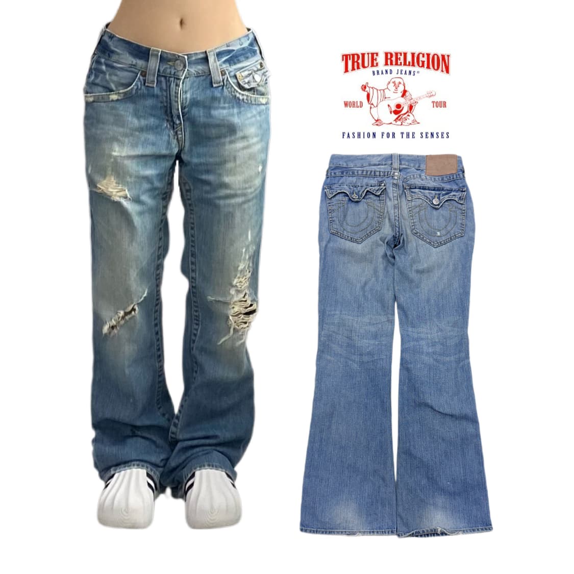 트루릴리전 Y2K 부츠컷 디스트레스드 로우라이즈 데님팬츠 상품이미지1