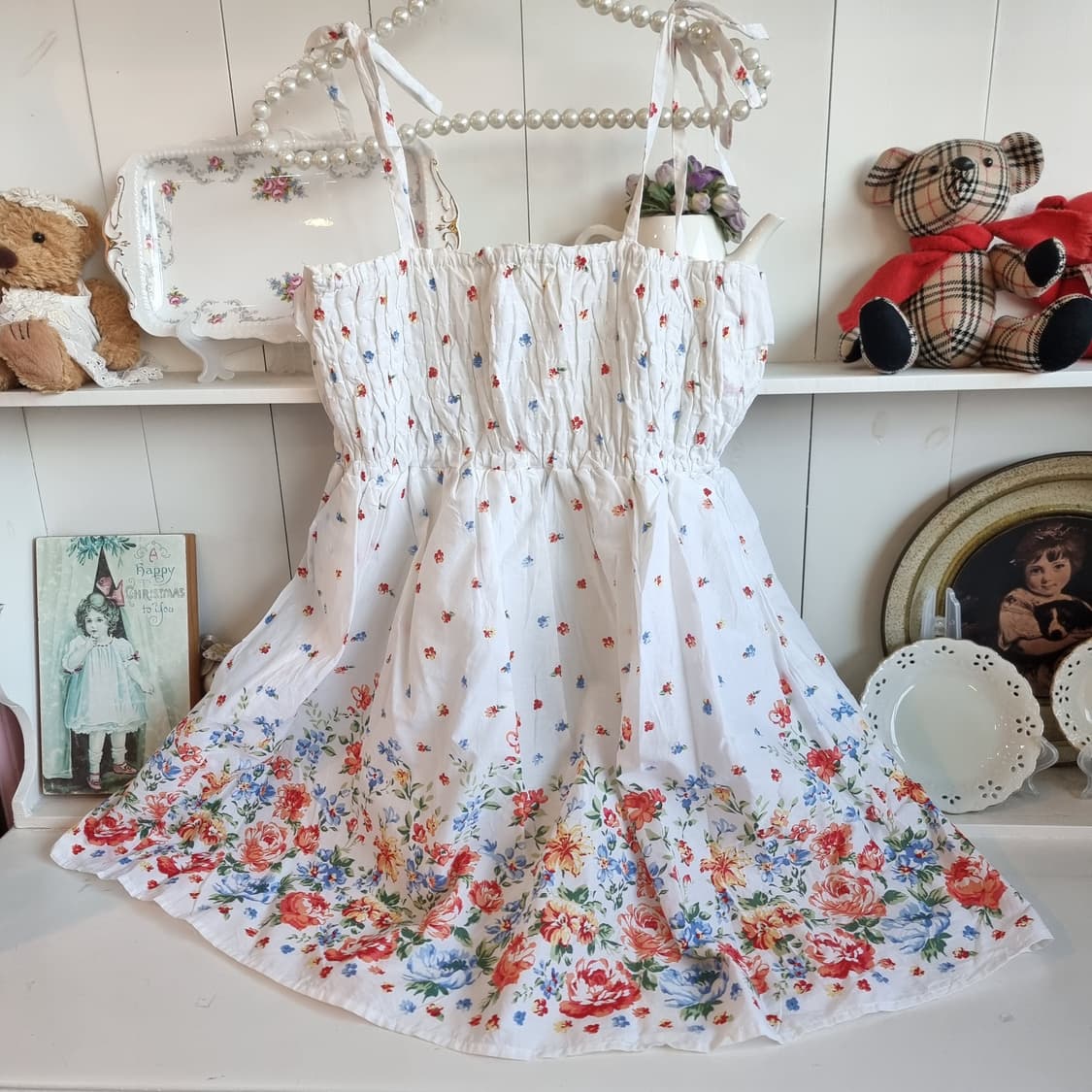 Lizmelo 리즈멜로 플라워 셔링 린넨원피스 상품이미지4