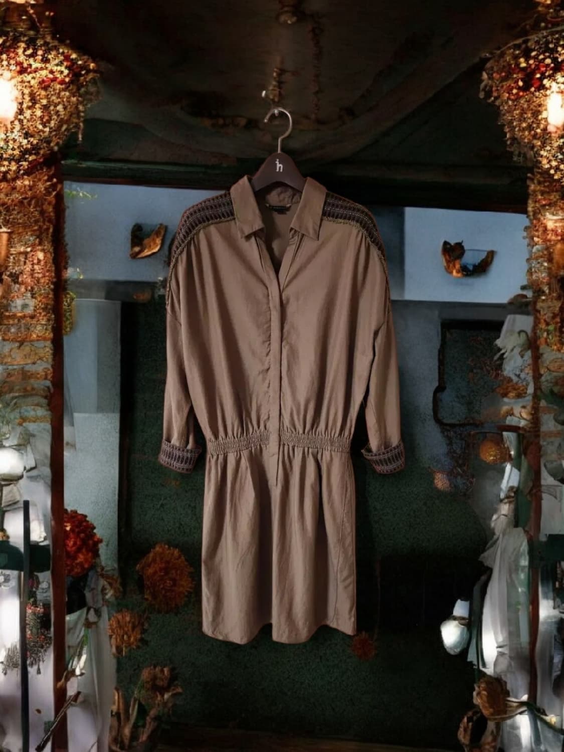 나이스클랍 브라운 밴딩 미디원피스 55 66 상품이미지1