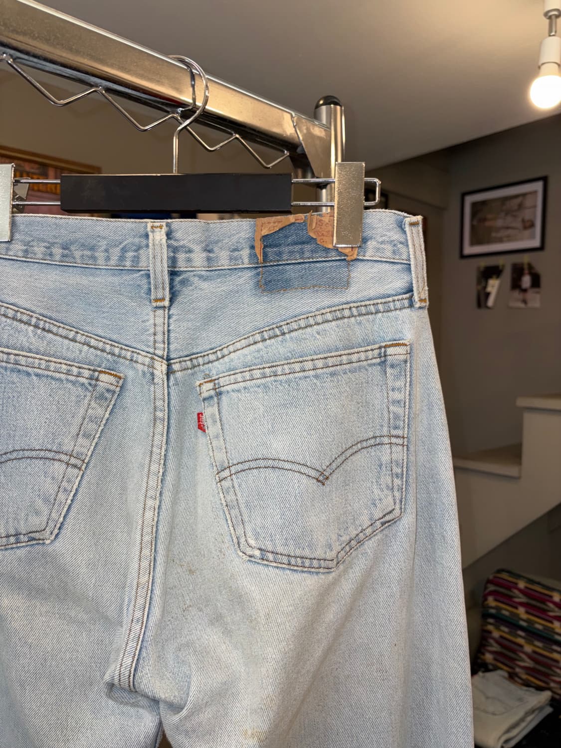 80’s Levi’s 501 USA denim hard washed pa 상품이미지8