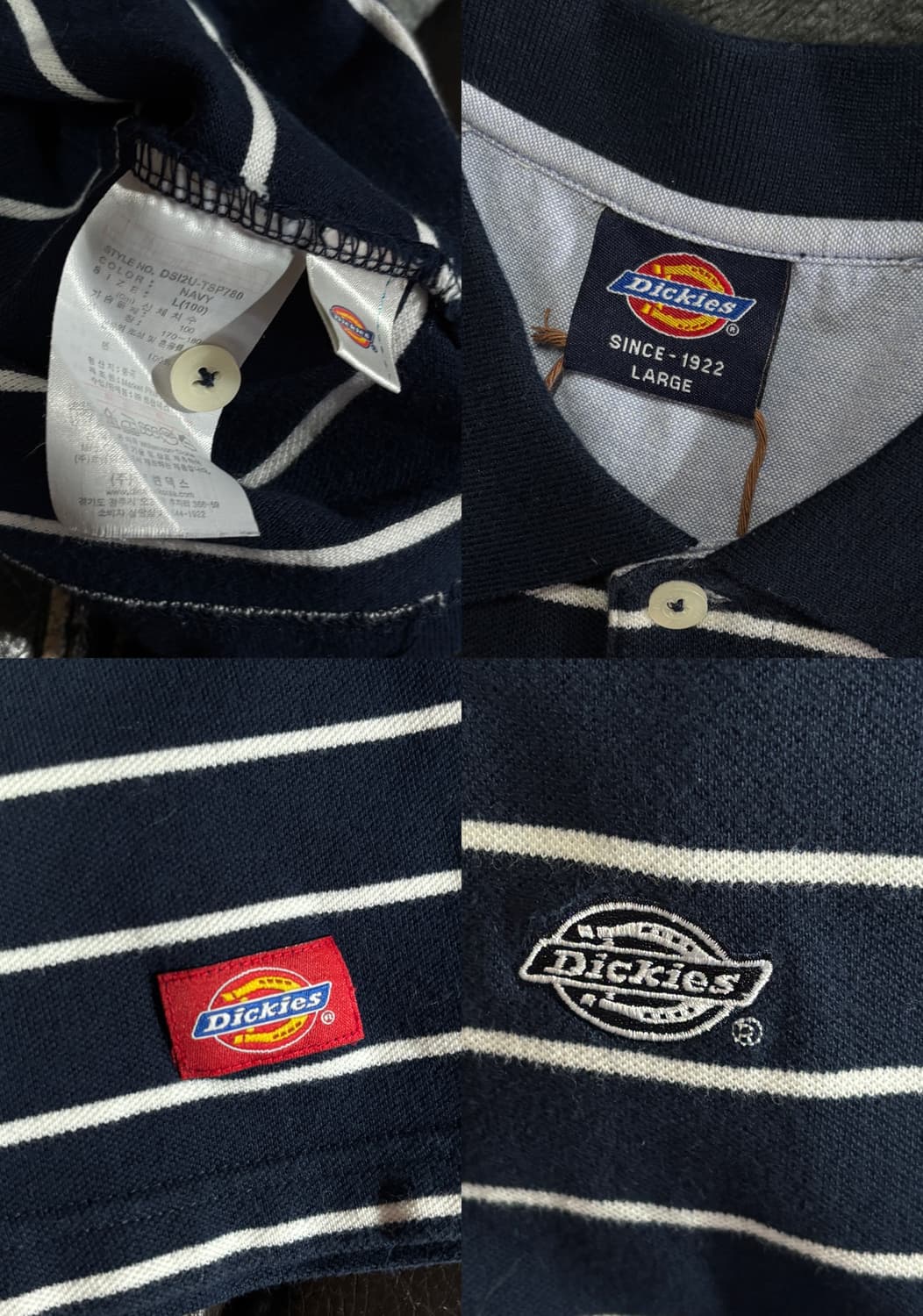 Dickies 스트라이프 PK 티셔츠 / Navy 상품이미지4