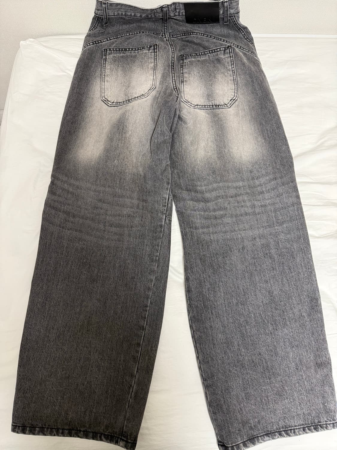 다이브인 와이드 커브드 데님 팬츠 블랙 1사이즈 상품이미지2