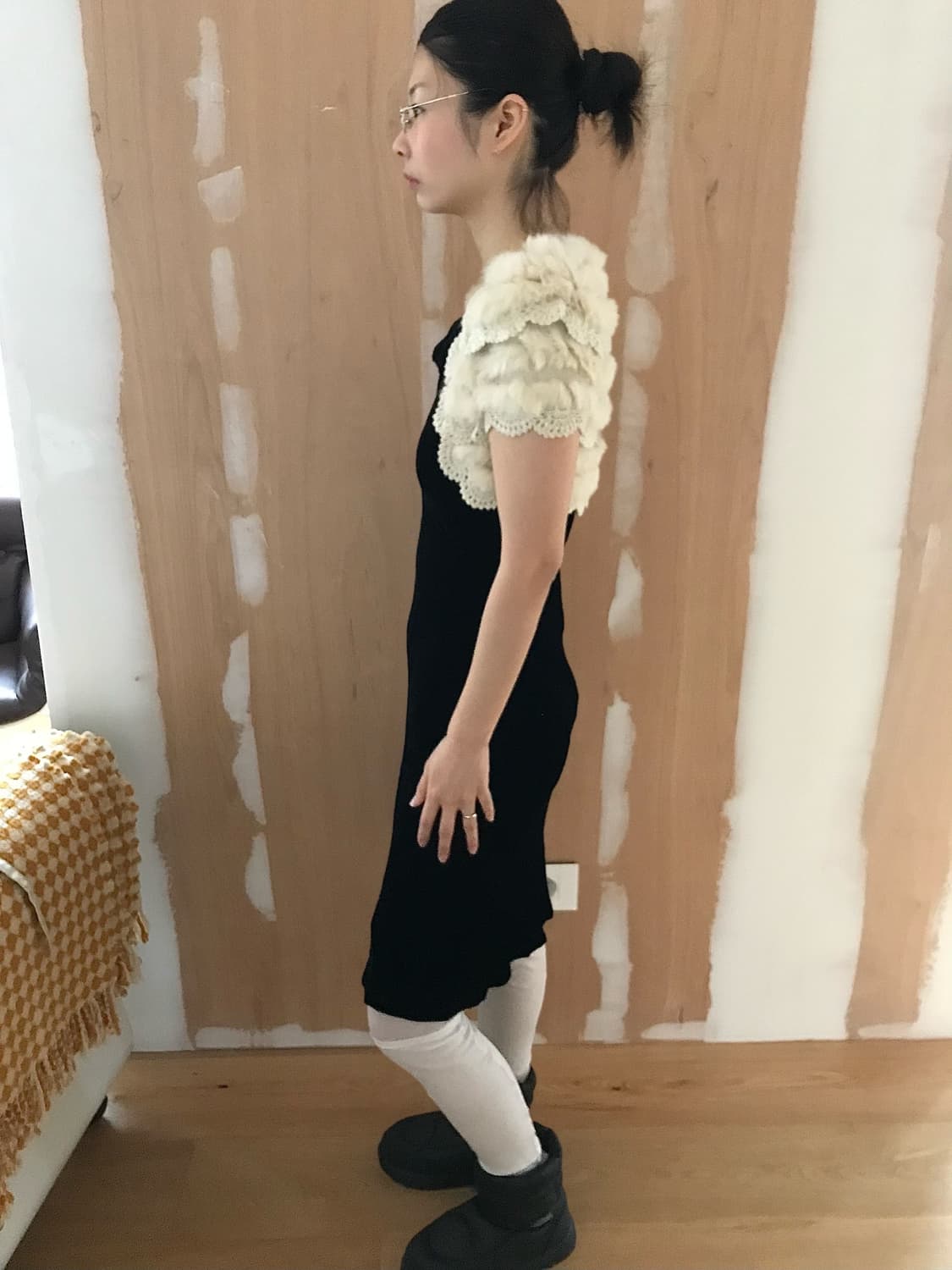 vintage ivory rabbit fur bolero 상품이미지4